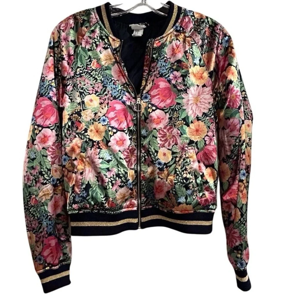 Angela McKay x H&M Kids‎ Floral Bomber Jacket Size 16 Multicolor